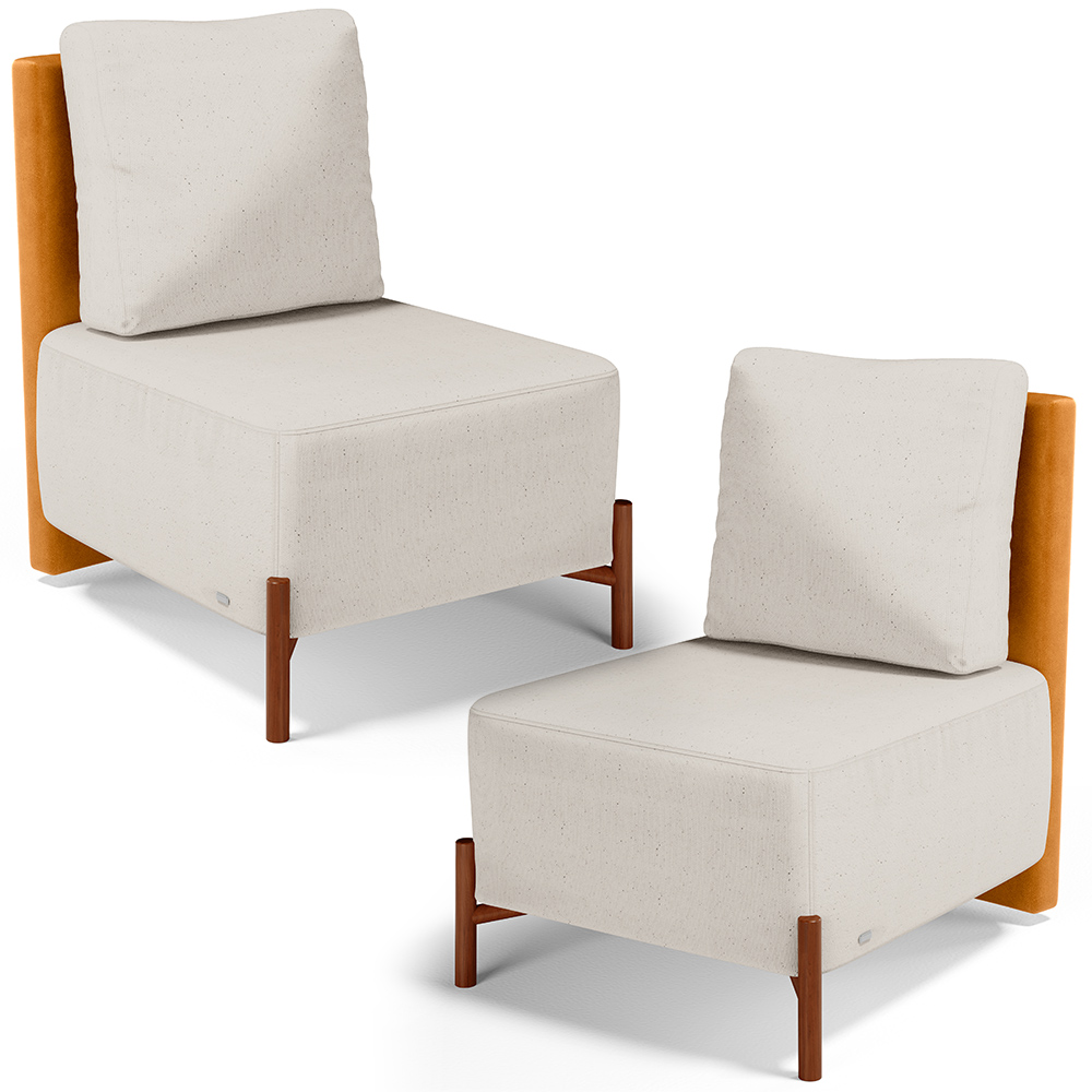 Kit 02 Poltronas Decorativas Sala de Estar Living Hungria L02 Couríssimo Whisky Linho Cru - Lyam