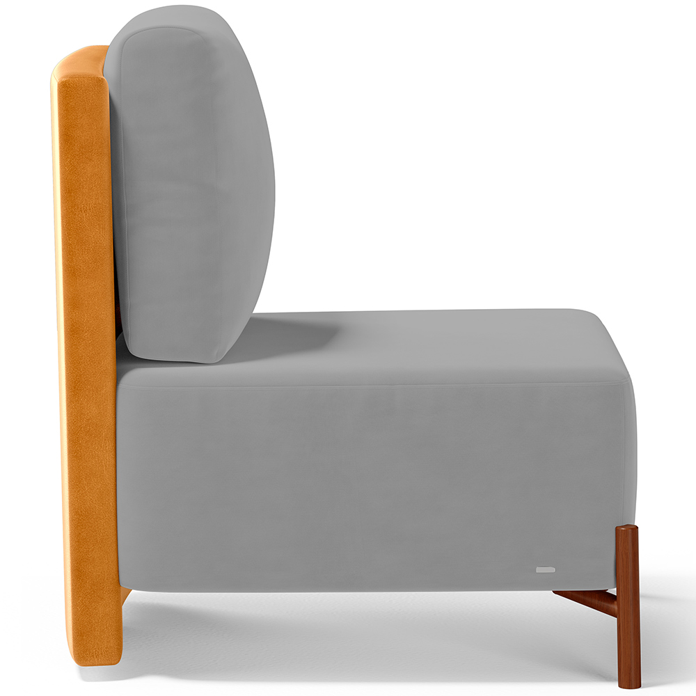 Kit 02 Poltronas Decorativas Sala de Estar Living Hungria L02 Couríssimo Whisky Suede Cinza - Lyam