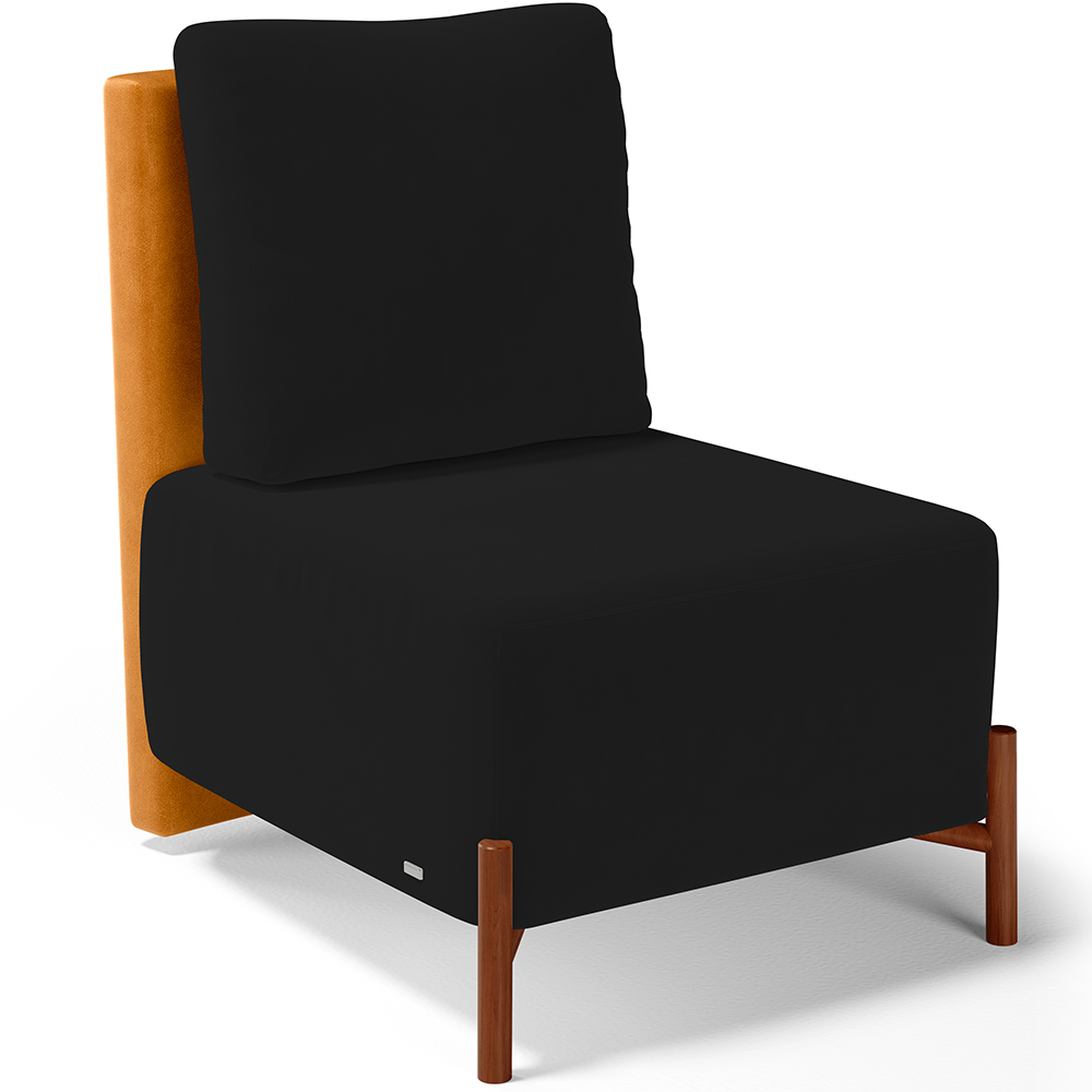 Kit 02 Poltronas Decorativas Sala de Estar Living Hungria L02 Couríssimo Whisky Suede Preto - Lyam
