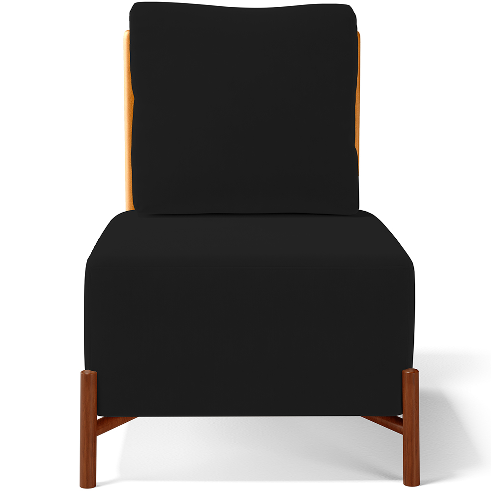 Kit 02 Poltronas Decorativas Sala de Estar Living Hungria L02 Couríssimo Whisky Suede Preto - Lyam
