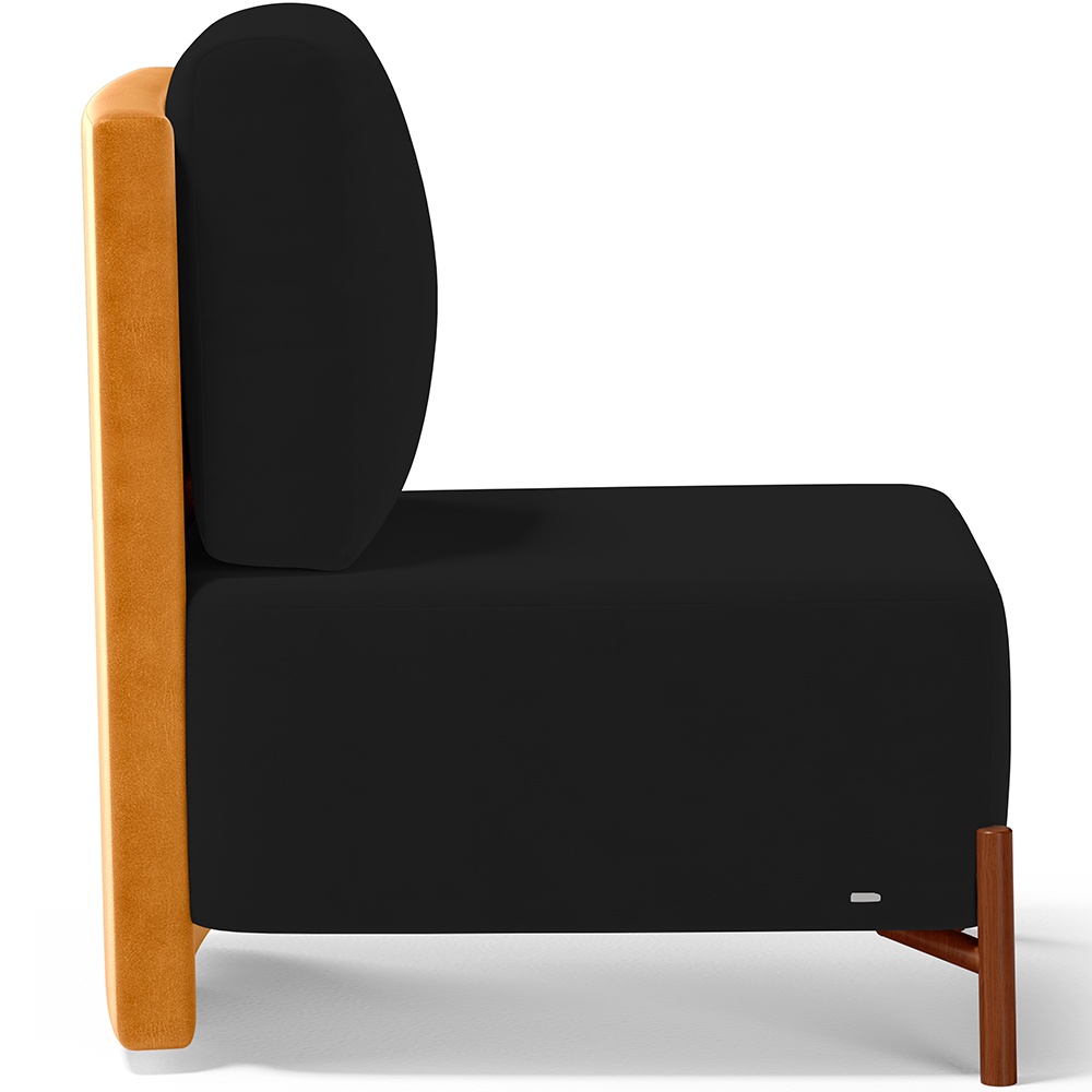 Kit 02 Poltronas Decorativas Sala de Estar Living Hungria L02 Couríssimo Whisky Suede Preto - Lyam