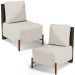 Kit 02 Poltronas Decorativas Sala de Estar Living Pés Madeira Hungria L02 Couríssimo Verde Linho Cru - Lyam