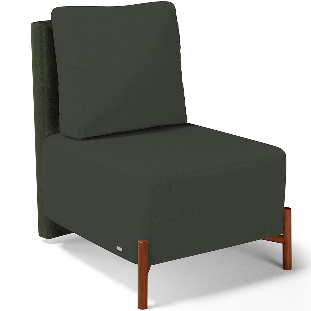 Kit 02 Poltronas Decorativas Sala de Estar Living Pés Madeira Hungria L02 Couríssimo Verde Linho Verde Musgo - Lyam