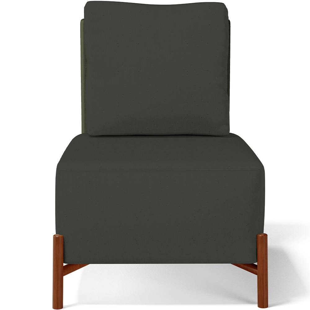 Kit 02 Poltronas Decorativas Sala de Estar Living Pés Madeira Hungria L02 Couríssimo Verde Linho Verde Musgo - Lyam