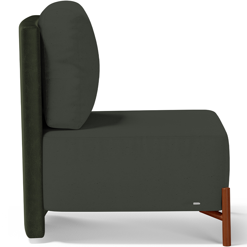 Kit 02 Poltronas Decorativas Sala de Estar Living Pés Madeira Hungria L02 Couríssimo Verde Linho Verde Musgo - Lyam