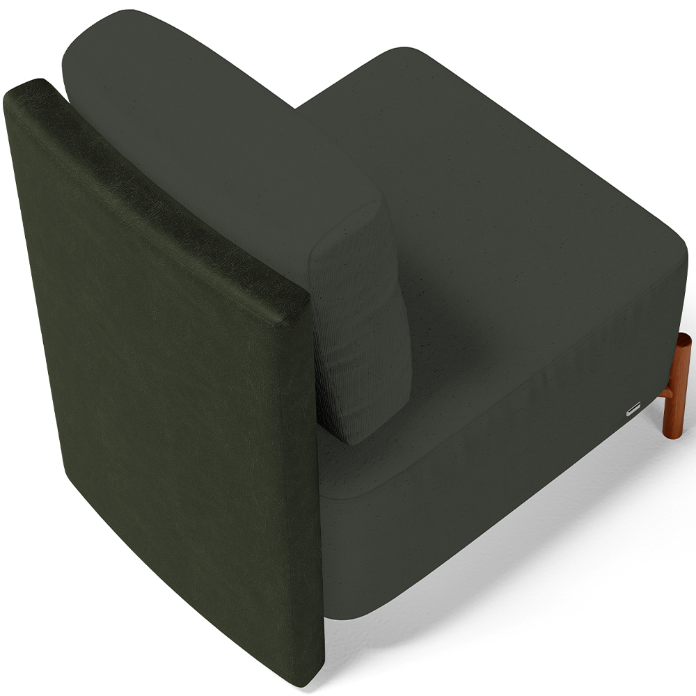 Kit 02 Poltronas Decorativas Sala de Estar Living Pés Madeira Hungria L02 Couríssimo Verde Linho Verde Musgo - Lyam