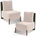 Kit 02 Poltronas Decorativas Sala de Estar Living Pés Madeira Hungria L02 Couríssimo Verde Suede Bege - Lyam