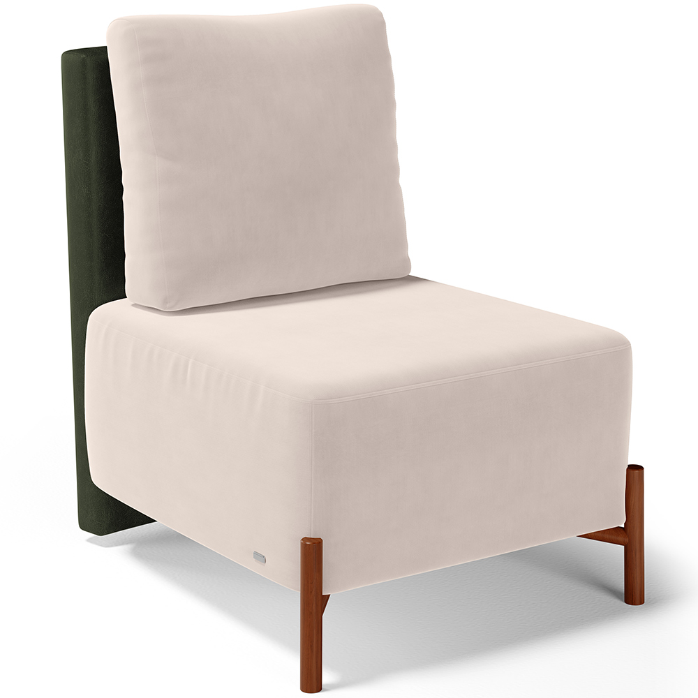 Kit 02 Poltronas Decorativas Sala de Estar Living Pés Madeira Hungria L02 Couríssimo Verde Suede Bege - Lyam