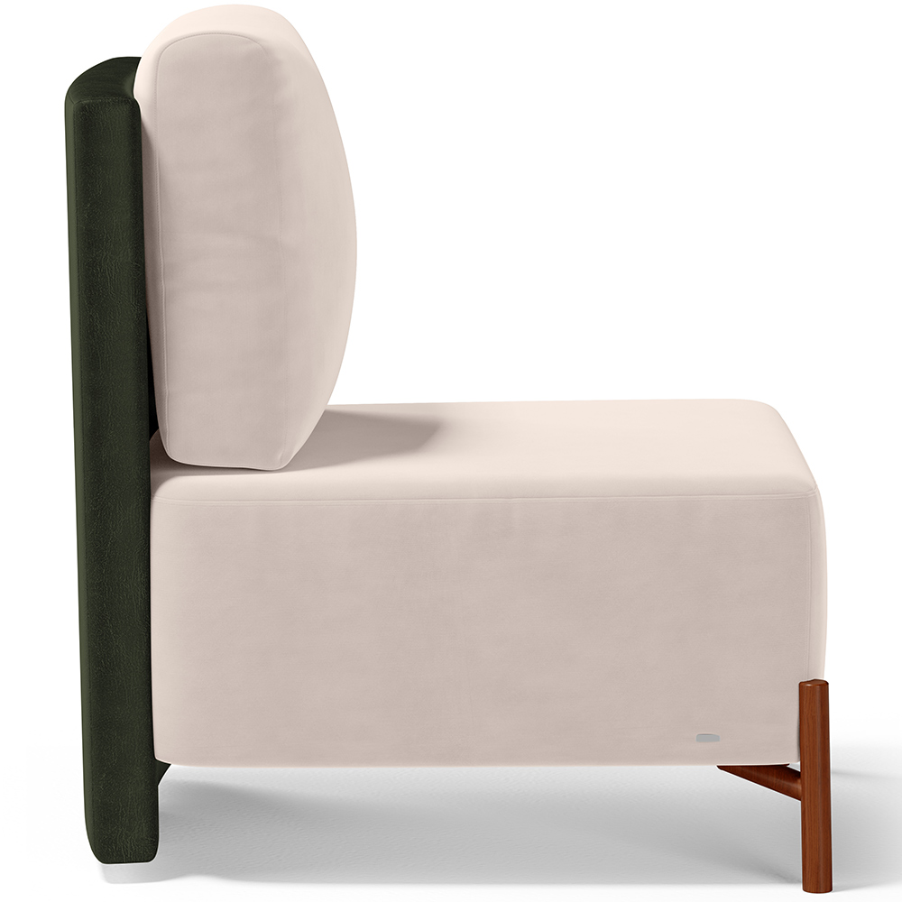 Kit 02 Poltronas Decorativas Sala de Estar Living Pés Madeira Hungria L02 Couríssimo Verde Suede Bege - Lyam
