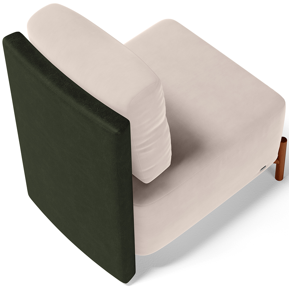 Kit 02 Poltronas Decorativas Sala de Estar Living Pés Madeira Hungria L02 Couríssimo Verde Suede Bege - Lyam