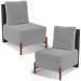 Kit 02 Poltronas Decorativas Sala de Estar Living Pés Madeira Hungria L02 Couríssimo Verde Suede Cinza - Lyam