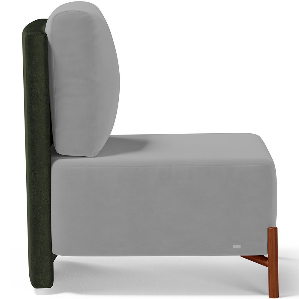 Kit 02 Poltronas Decorativas Sala de Estar Living Pés Madeira Hungria L02 Couríssimo Verde Suede Cinza - Lyam