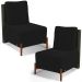 Kit 02 Poltronas Decorativas Sala de Estar Living Pés Madeira Hungria L02 Couríssimo Verde Suede Preto - Lyam
