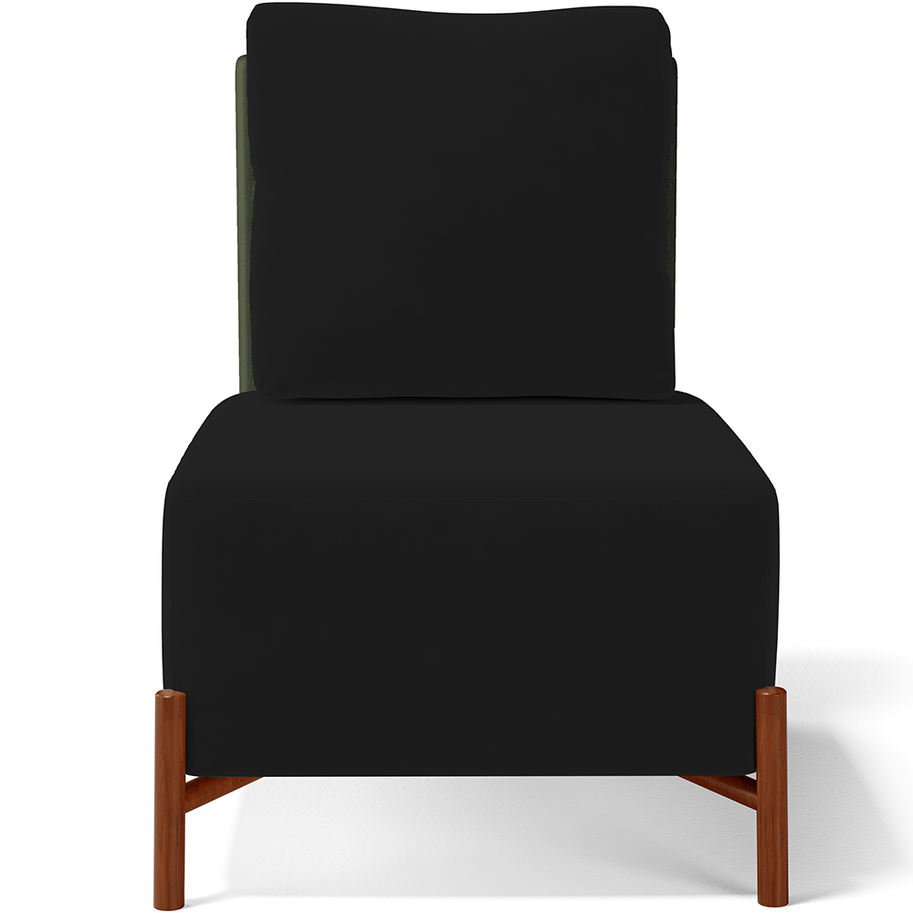 Kit 02 Poltronas Decorativas Sala de Estar Living Pés Madeira Hungria L02 Couríssimo Verde Suede Preto - Lyam