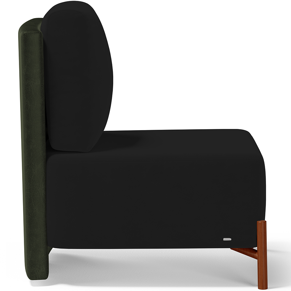 Kit 02 Poltronas Decorativas Sala de Estar Living Pés Madeira Hungria L02 Couríssimo Verde Suede Preto - Lyam
