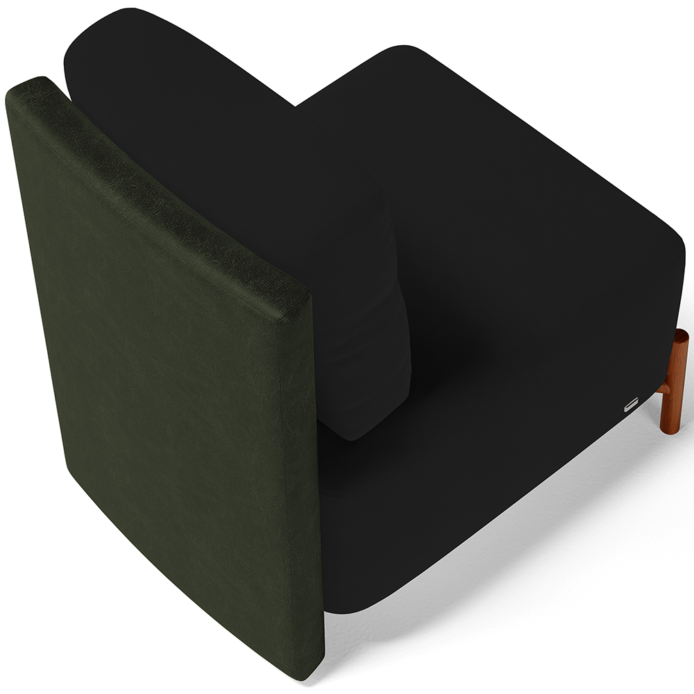 Kit 02 Poltronas Decorativas Sala de Estar Living Pés Madeira Hungria L02 Couríssimo Verde Suede Preto - Lyam
