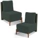 Kit 02 Poltronas Decorativas Sala de Estar Living Pés Madeira Hungria L02 Couríssimo Verde Suede Verde Musgo - Lyam