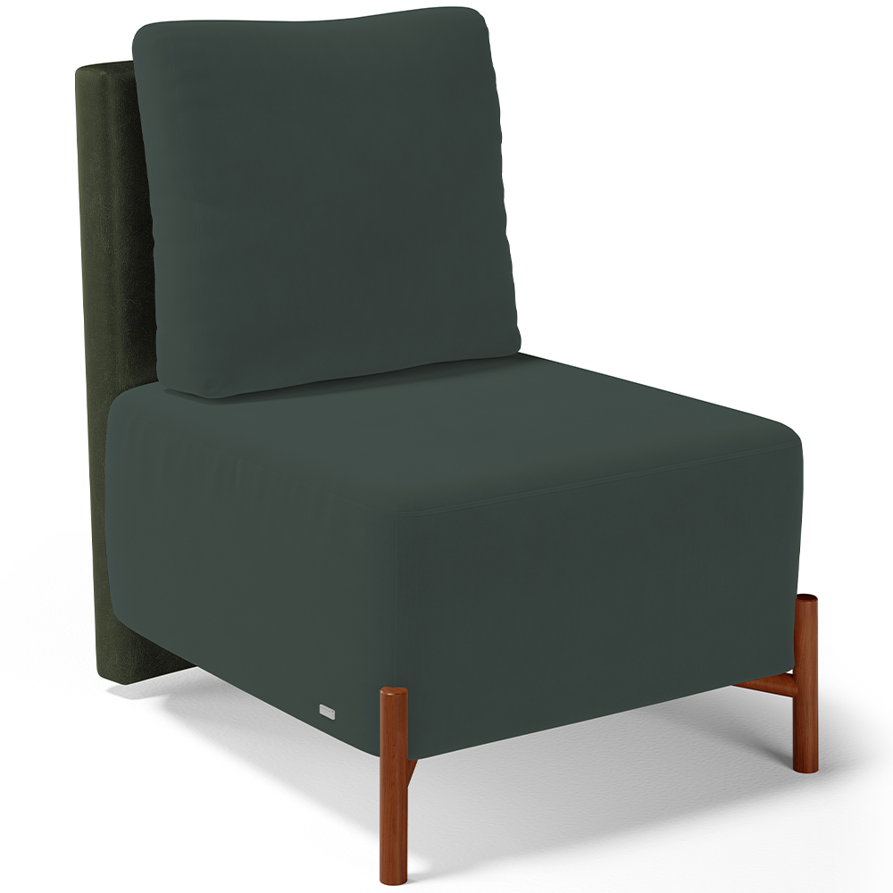 Kit 02 Poltronas Decorativas Sala de Estar Living Pés Madeira Hungria L02 Couríssimo Verde Suede Verde Musgo - Lyam