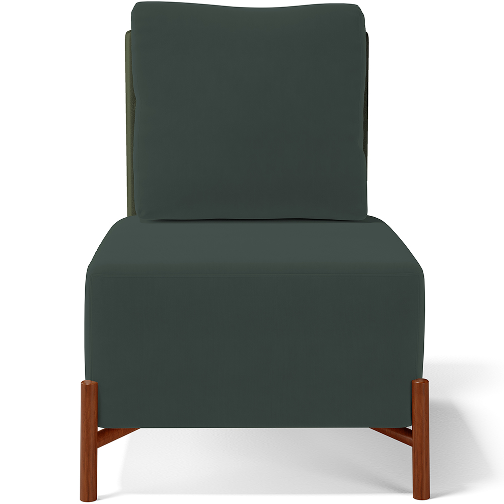 Kit 02 Poltronas Decorativas Sala de Estar Living Pés Madeira Hungria L02 Couríssimo Verde Suede Verde Musgo - Lyam
