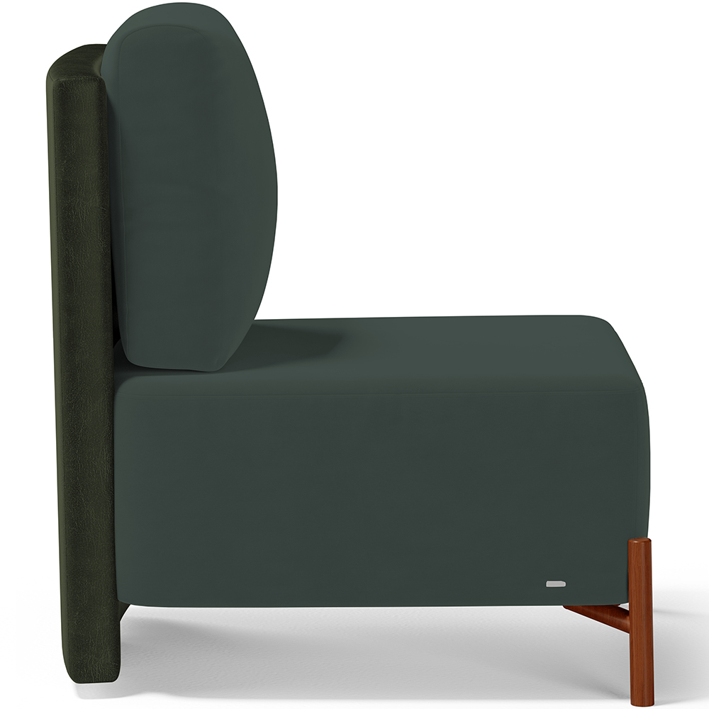Kit 02 Poltronas Decorativas Sala de Estar Living Pés Madeira Hungria L02 Couríssimo Verde Suede Verde Musgo - Lyam