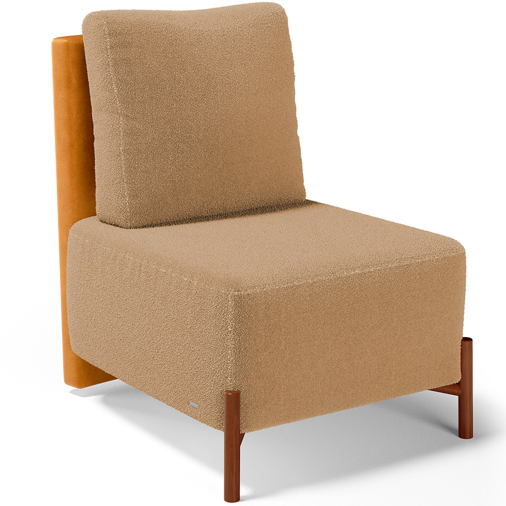 Kit 02 Poltronas Decorativas Sala de Estar Living Pés Madeira Hungria L02 Couríssimo Whisky Bouclê Mostarda - Lyam