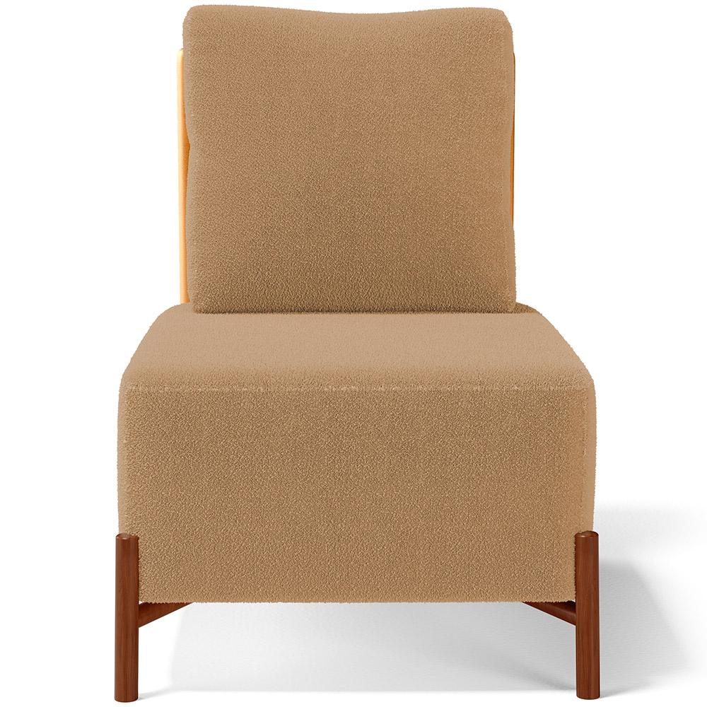 Kit 02 Poltronas Decorativas Sala de Estar Living Pés Madeira Hungria L02 Couríssimo Whisky Bouclê Mostarda - Lyam
