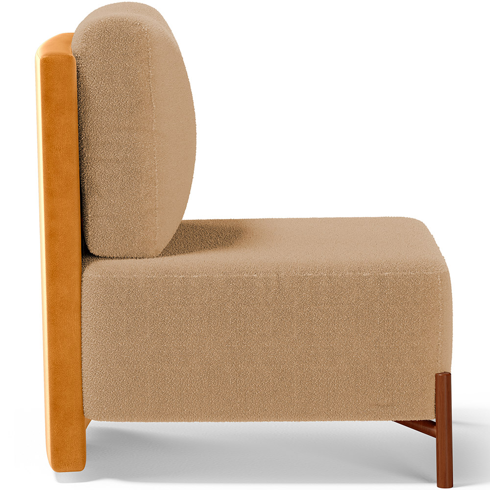 Kit 02 Poltronas Decorativas Sala de Estar Living Pés Madeira Hungria L02 Couríssimo Whisky Bouclê Mostarda - Lyam
