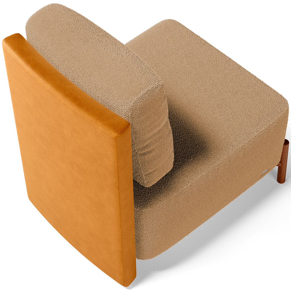 Kit 02 Poltronas Decorativas Sala de Estar Living Pés Madeira Hungria L02 Couríssimo Whisky Bouclê Mostarda - Lyam