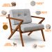 Kit 02 Poltronas Decorativas Sala de Estar com Cintas de Corano Laís B04 Linho Cinza - Lyam Decor