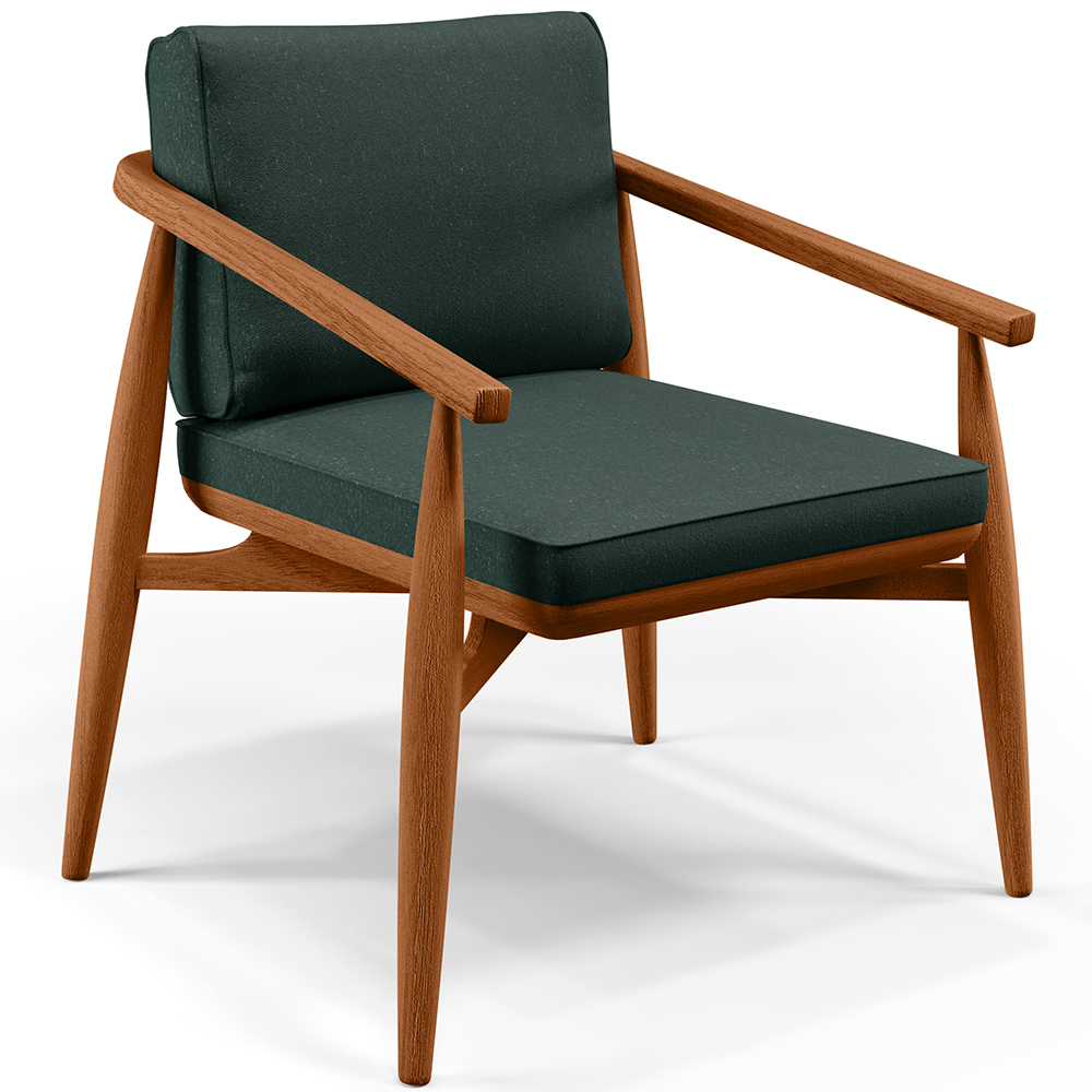 Kit 02 Poltronas Decorativas Sala de Estar com Cintas de Corano Lavínia B04 Linho Verde Musgo - Lyam Decor