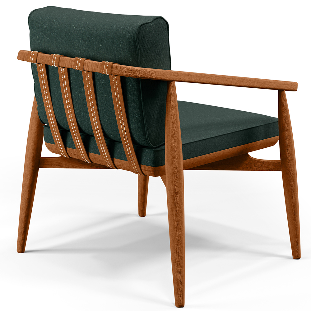 Kit 02 Poltronas Decorativas Sala de Estar com Cintas de Corano Lavínia B04 Linho Verde Musgo - Lyam Decor