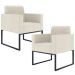 Kit 02 Poltronas Decorativas Sala e Recepção Base Fixa Metal Helô L02 Linho Champagne - Lyam Decor
