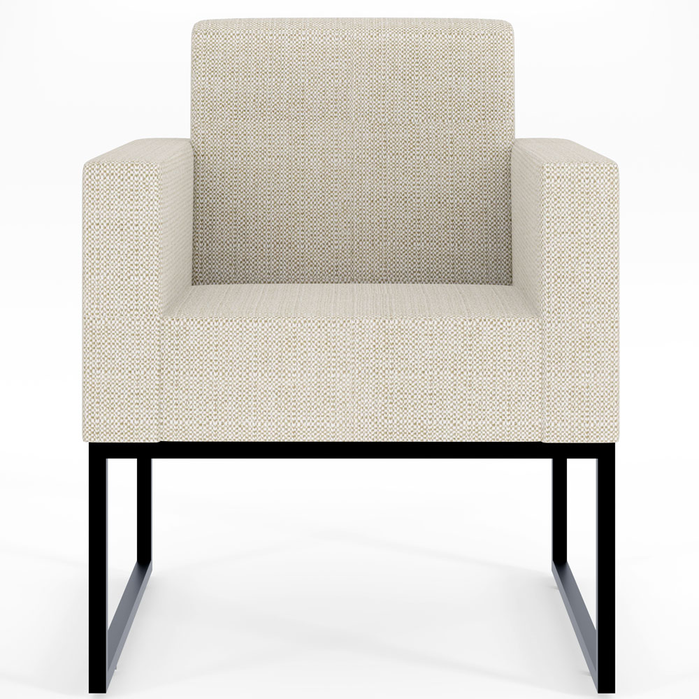 Kit 02 Poltronas Decorativas Sala e Recepção Base Fixa Metal Helô L02 Linho Champagne - Lyam Decor