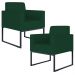 Kit 02 Poltronas Decorativas Sala e Recepção Base Fixa Metal Helô L02 Suede Verde Musgo - Lyam Decor