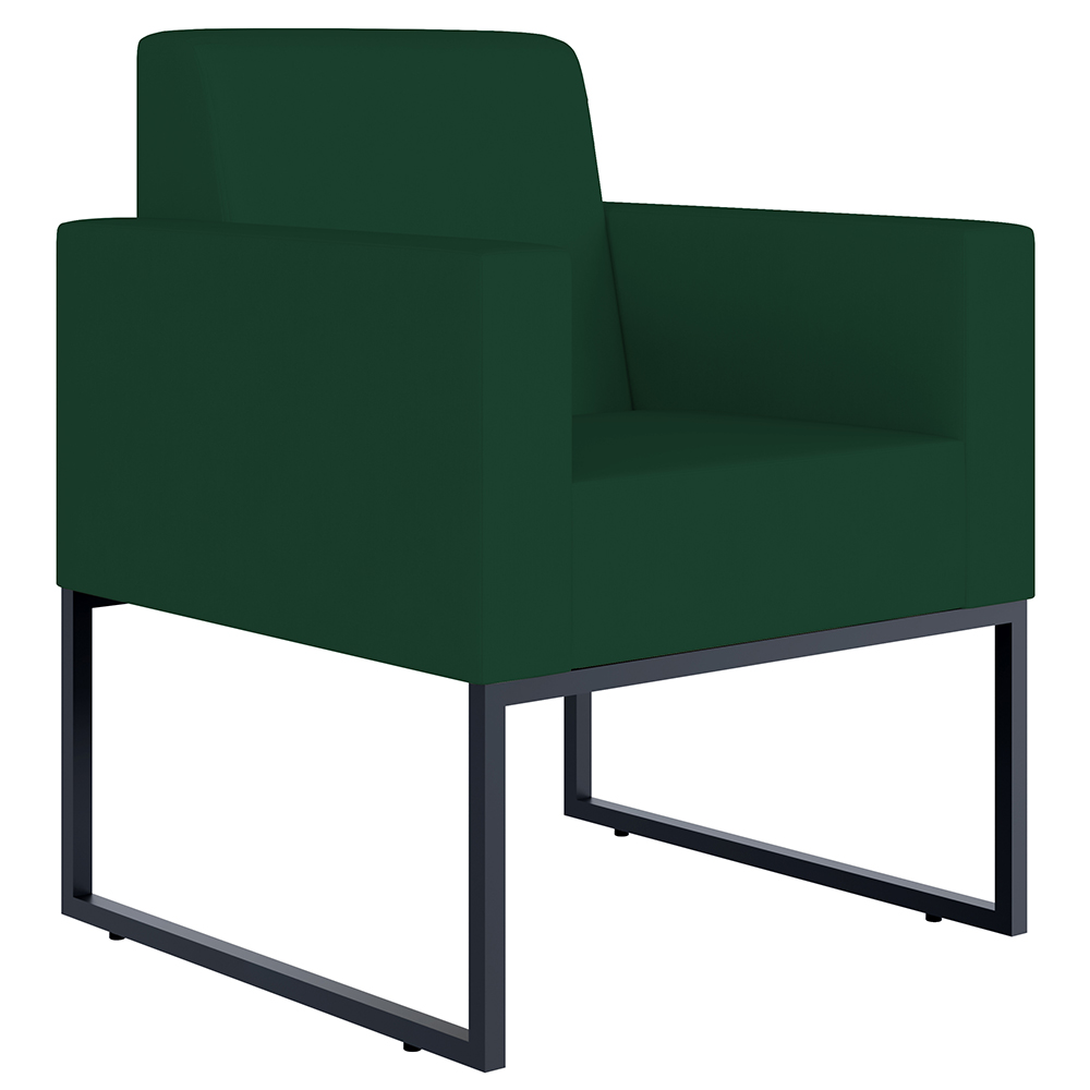Kit 02 Poltronas Decorativas Sala e Recepção Base Fixa Metal Helô L02 Suede Verde Musgo - Lyam Decor