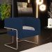 Kit 02 Poltronas Decorativas Scarlett D02 Base Aço New Cobre Veludo Azul Marinho C-304 - Lyam Decor