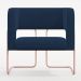 Kit 02 Poltronas Decorativas Scarlett D02 Base Aço New Cobre Veludo Azul Marinho C-304 - Lyam Decor