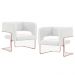 Kit 02 Poltronas Decorativas Scarlett D02 Base de Aço New Cobre Corano Branco C-12 - Lyam Decor