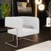 Kit 02 Poltronas Decorativas Scarlett D02 Base de Aço New Cobre Corano Branco C-12 - Lyam Decor