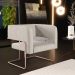 Kit 02 Poltronas Decorativas Scarlett D02 Base de Aço New Cobre Linho Bege C-107 - Lyam Decor