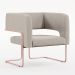 Kit 02 Poltronas Decorativas Scarlett D02 Base de Aço New Cobre Linho Bege C-107 - Lyam Decor