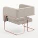 Kit 02 Poltronas Decorativas Scarlett D02 Base de Aço New Cobre Linho Bege C-107 - Lyam Decor