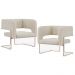 Kit 02 Poltronas Decorativas Scarlett D02 Base de Aço New Cobre Linho Champagne A-49 - Lyam Decor