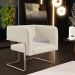 Kit 02 Poltronas Decorativas Scarlett D02 Base de Aço New Cobre Linho Champagne A-49 - Lyam Decor