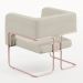 Kit 02 Poltronas Decorativas Scarlett D02 Base de Aço New Cobre Linho Champagne A-49 - Lyam Decor