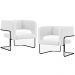 Kit 02 Poltronas Decorativas Scarlett D02 Base de Aço Preto Corano Branco C-12 - Lyam Decor