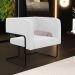 Kit 02 Poltronas Decorativas Scarlett D02 Base de Aço Preto Corano Branco C-12 - Lyam Decor