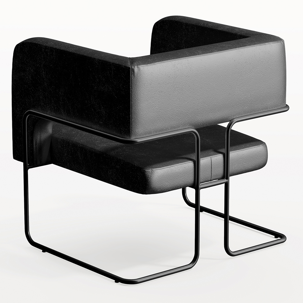 Kit 02 Poltronas Decorativas Scarlett D02 Base de Aço Preto Couríssimo Preto B-159 - Lyam Decor