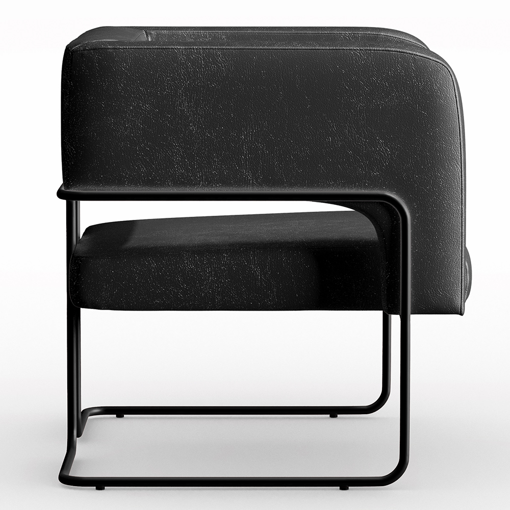 Kit 02 Poltronas Decorativas Scarlett D02 Base de Aço Preto Couríssimo Preto B-159 - Lyam Decor