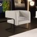 Kit 02 Poltronas Decorativas Scarlett D02 Base de Aço Preto Linho Bege C-107 - Lyam Decor